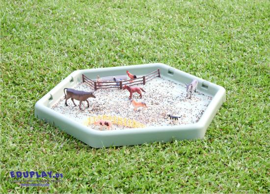 Spieltisch - hexagonal - salbeifarbig 5er Set