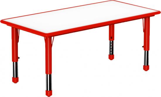 Tisch Rechteck 120 x 60 cm - Auswahl: rot (wei�e Tischplatte)