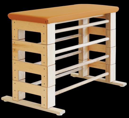 Sprungkasten mit Rundsprossen mit Kunstleder